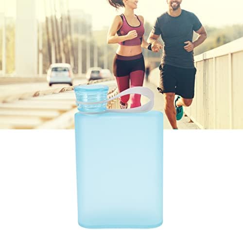 Aqur2020 Düz Su Şişesi 380ml Kağıt içme suyu şişesi Taşınabilir Şeffaf Sızdırmaz Plastik Kare (Mavi)