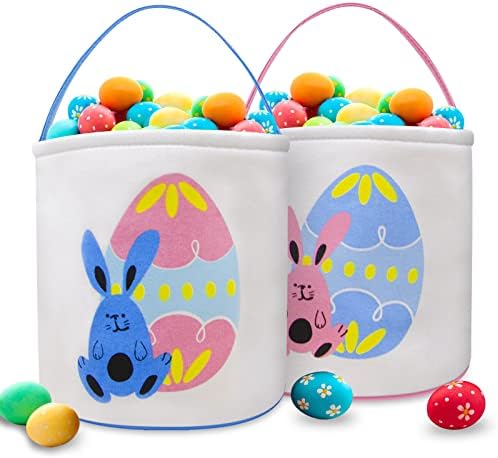 Çocuklar için 2 ADET Paskalya tavşanı sepet çanta,Çocuklar için tuval tavşan sepeti Yumurta Çanta Yumurta Avcılık, şeker