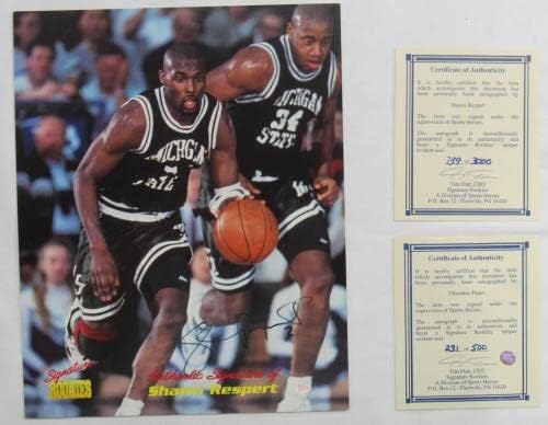 Shawn Respert İmzalı Otomatik İmza 1995 İmza Çaylakları 8x10 Basketbol Kartı - İmzalı NBA Fotoğrafları