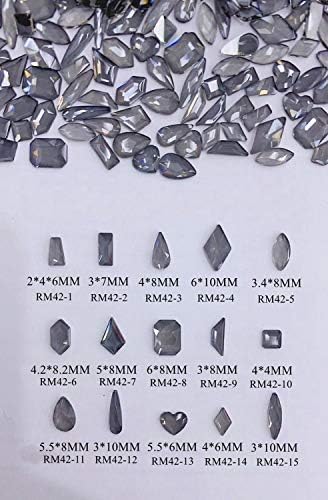 5 adet/torba Sevimli Kristal Gri Farklı Şekiller kristal cevheri Düz Siyah Mücevher Dekorasyon Tırnak Sanat RM42 - (Renk: