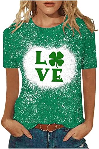 CGGMVCG St Patrick Günü Gömlek Kadın Günlük Bahar StPatrick Baskı sıfır yaka bluzlar Kısa St Patrick Günü Bayan Giyim