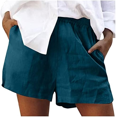 HDZWW Artı Boyutu Nefes Cepler Şort Bayanlar Fil Baggy Elastik Bel Pantolon Spor Salonu Yaz Katı
