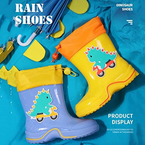 Klasik Dinozor Çocuk Rainboots PVC Kauçuk Çocuk su ayakkabısı Polar Su Geçirmez yağmur çizmeleri Çocuk Çocuk bale ayakkabıları