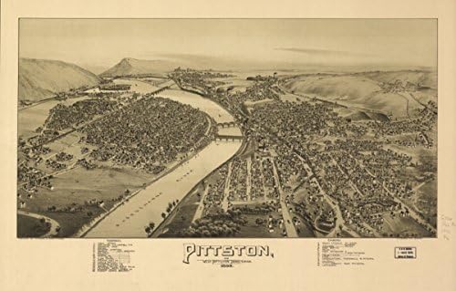 1892 harita Pittston ve Batı Pittston, Pensilvanya / Boyut 16x24-Çerçeveye Hazır / Pensilvanya / Pittston / Pittston Pa /