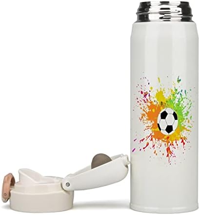Boya Sıçrama Futbol Futbol Yalıtım Su kapaklı şişe Yalıtımlı Paslanmaz Çelik Bardak Çift Duvar Ofis Ev Fincan