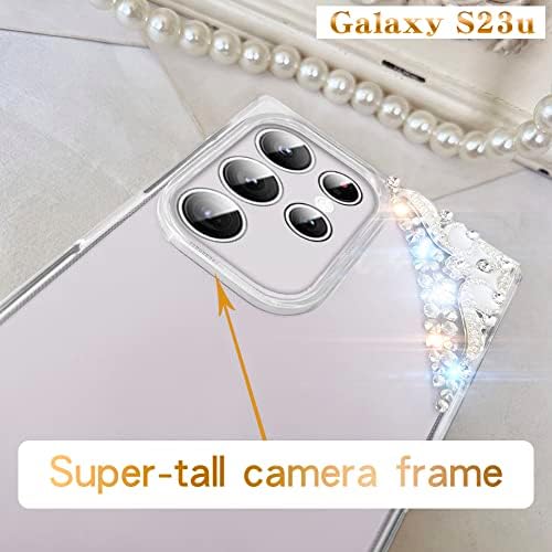 Walaıvgne Kare Bling samsung kılıfı Galaxy S23 Ultra,Glitter Temizle telefon kılıfı ile Sparkle Rhinestone Elmas Tasarım,
