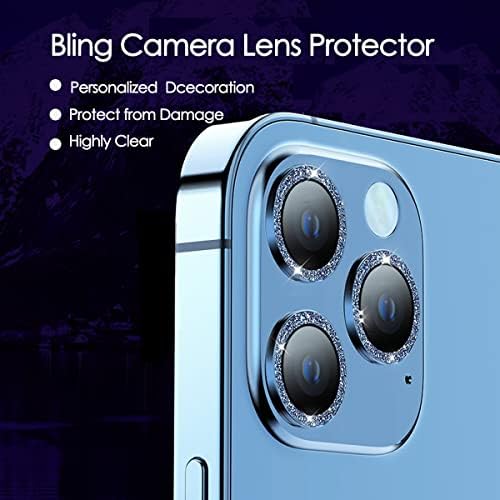 Tomonobu Kamera Lens Koruyucu iPhone 13 PromaX[Kurulum Tepsisi], Çizilmez Koruma Kamera Kapağı Glitter Elmas Kamera Kapağı