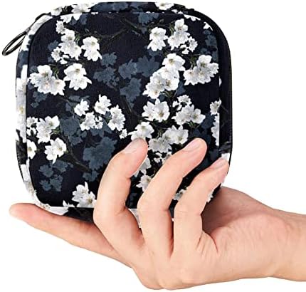 Beyaz Çiçek Desenli temizlik peçeteleri saklama çantası Taşınabilir Dönem Seti Çantası Ped Torbalar Dönem Adet Kupası fermuarlı