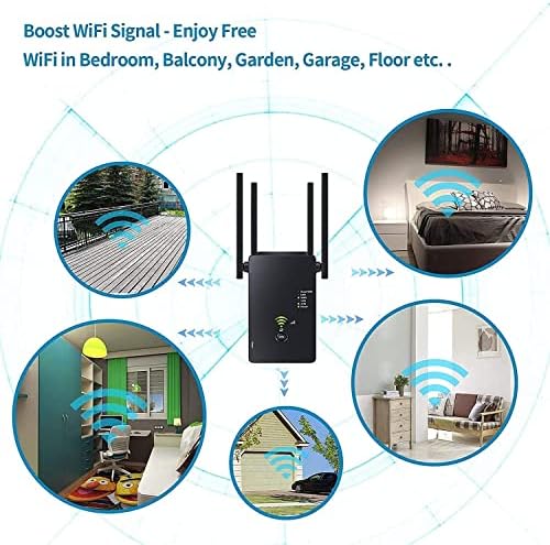 2023 WiFi Genişletici, Çift Bant 2.4 G/5G 1200Mbps WiFi Uzatıcılar Sinyal Güçlendirici Ev için 8500 Metrekareye kadar Kapsar.
