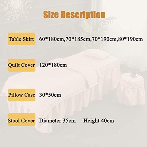 ZHUAN Premium Yüz Yatak Örtüsü Masaj Masası Sac Setleri Avrupa 4 Adet Masaj Yatağı Etek Yastık Kılıfı Spa Yatak Örtüleri