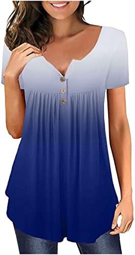 Bluz Tshirt Bayan Sonbahar Yaz Kısa Kollu 2023 V Boyun Pamuk Grafik Düğme Aşağı Kravat Boya Tee C9 C9