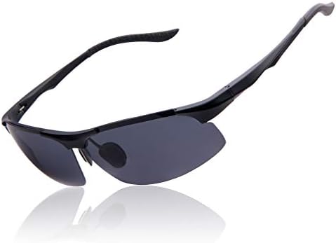 TAIQX Yarı Çerçevesiz Polarize Güneş Gözlüğü Erkekler için, Yarım Çerçeve UV400 Koruma Dikdörtgen Spor Güneş Gözlüğü