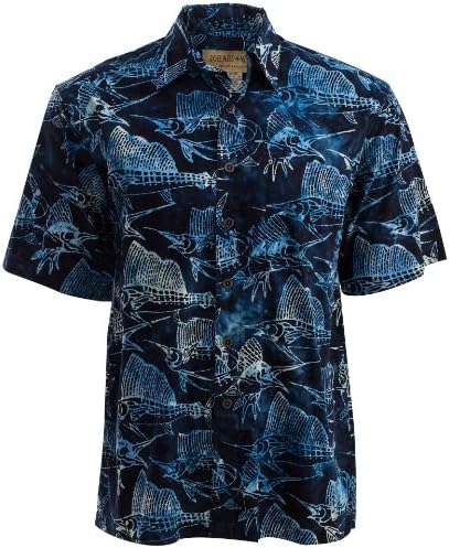 Johari Batı erkek havai gömleği Casual Düğme Aşağı Kısa Kollu Pamuklu Yaz Batik Aloha Gömlek Erkekler için