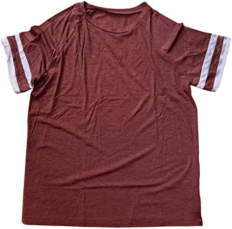 Gömme T Shirt Kadın kadın Moda Gevşek Çizgili Kısa Kollu T Gömlek Crewneck Düz Renk Üst Kadın Bluz