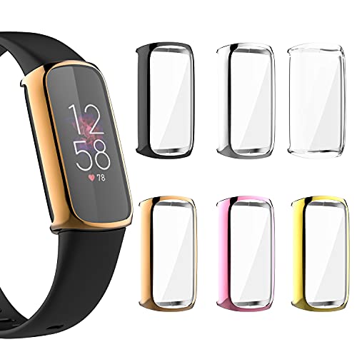 eıEuuk 6'lı Paket Ekran Koruyucu Yumuşak TPU Kılıf Kılıfı Fitbit Luxe ile Uyumlu, Lüks Akıllı Saat için Her Yönden Koruyucu
