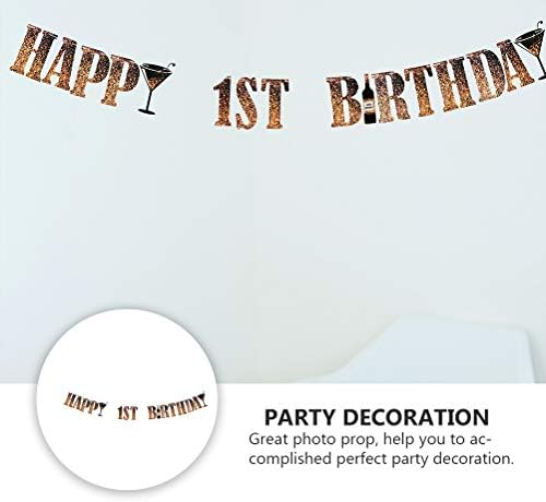 PartyKindom Koyu Altın Doğum Günü asmak için bayrak şarap şişesi Şekilli Afiş Parti Dekorasyon Parti Süslemeleri Doğum Günü