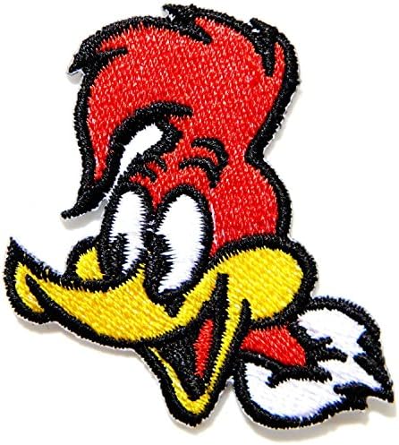 Kuş Woody Vahşi Ağaçkakan Karikatür Logosu Rozeti Nakış Aplike Yama Üzerinde Ütülenmiş Dikmek