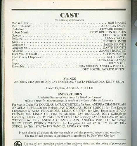 Uykulu Refakatçi, Broadway Oyun Faturası + Edward Hibbert, Troy Britton Johnson, Eddie Korbich