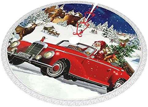Noel Baba Ağacı Etek Püskül ile, noel Ağacı Mat Taban Kapağı Noel Süs Şenlikli Tatil Parti Dekorasyon için(36in ve 48in)