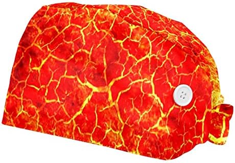 Lav Turuncu Magma Ayarlanabilir Kravat Arkası Unisex Şapkalar, Düğmeli ve Ter Bantlı Çalışma Şapkaları