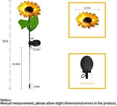 BLUEGUAN ayçiçeği güneş ışıkları, 8 paket güneş ayçiçeği açık bahçe ışıkları su geçirmez IP65, Çim Yard için dayanıklı şarj