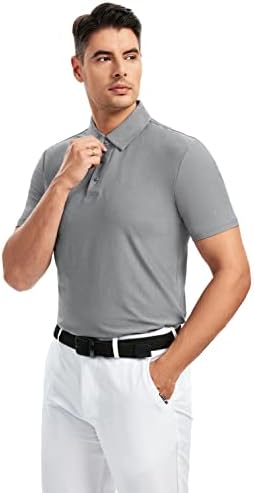 Damipow Premium golf gömlekleri Erkekler için Kuru Fit Performans Polo Kısa Kollu Yakalı Gömlek