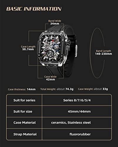 BEFİA Seramik Dönüşüm Kiti Apple Watch Serisi için 8 7, seramik İzle Vaka 44mm 45mm Şık ve Hafif RM iWatch için 4/5/6/7 /