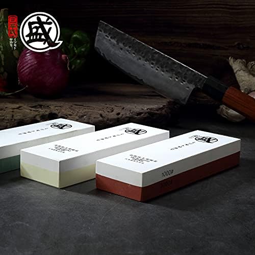 MITSUMOTO SAKARI japon bıçağı Bileme Taşı, Profesyonel Mutfak 1000/3000 Grit Bıçak Kalemtıraş Taş, Kaymaz Bambu Koltuk Kalemtıraş