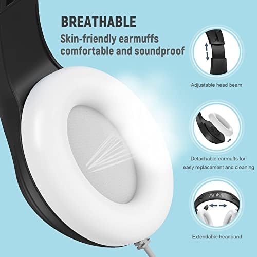 Anivia A9 Pro Siyah Mikrofonlu Kulak Üstü Kulaklık Seti-Mikrofonlu 3,5 mm Jaklı Stereo Ses Kulaklığı-Ses Kontrolü Bellek