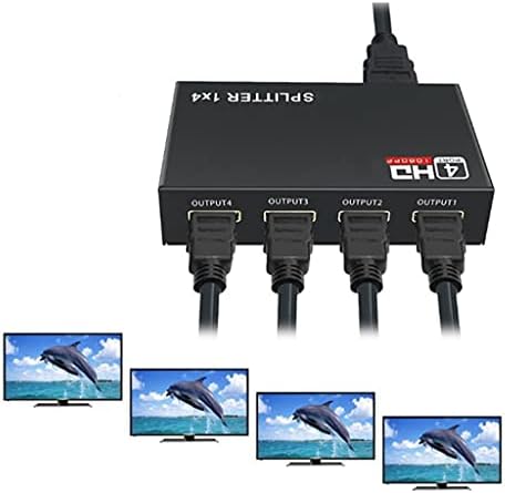 YLHXYPP 1X4 HDMI uyumlu Splitter Dönüştürücü 1 4 Out HD 1.4 Splitter Amplifikatör HDCP 1080 P Çift Ekran (Renk: gösterildiği