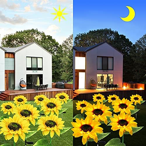 HELESIN güneş ayçiçeği ışıkları, ayçiçeği güneş bahçe dekor Yard bahis, LED güneş ışıkları açık dekoratif veranda çim bahçe