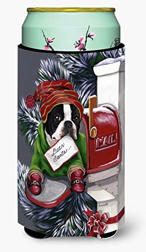Caroline's Treasures PPP3035TBC Boston Terrier Noel Baba'ya Mektup Noel Uzun Boylu Çocuk Hugger, Soğutucu Kol Hugger Makinede
