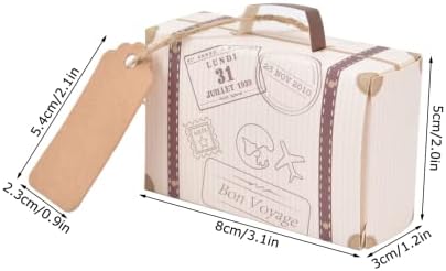 Nostaljik bavul Şekilli Şeker Kutuları - 50 Kraft Kağıt Seyahat Temalı Parti Favor Çanta Düğün Doğum Günü ve Retro Tarzı