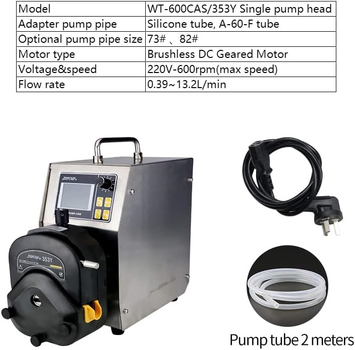 JİHPUMP peristaltik pompa WT-600CAS AC 100 V 220 V ~ 240 V yüksek büyük akış endüstriyel viskoz sıvı 13.2 L/dak dolum makinesi
