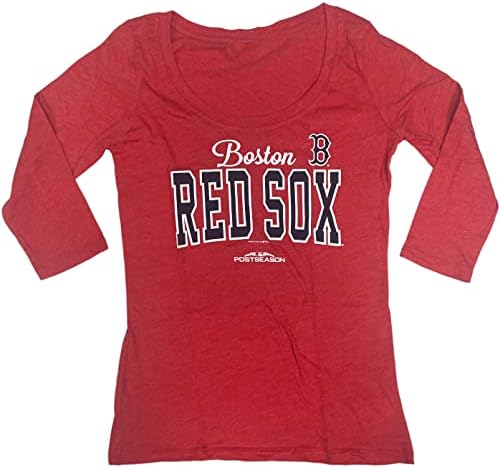 Boston Red Sox Kadın Kepçe Boyun 3/4 Kollu Klasik Tişört