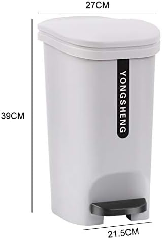WXXGY çöp tenekesi Aile pedallı çöp kutusu Beyaz Plastik Plastik (Pp) 10 Litre/Gri / 27X39Cmx21 .5Cm