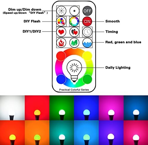 Yangcsl 120 Renk E26 Kısılabilir renk değiştiren led ampuller Uzaktan Kumanda, Bellek ve senkronizasyon, Gün ışığı Beyaz