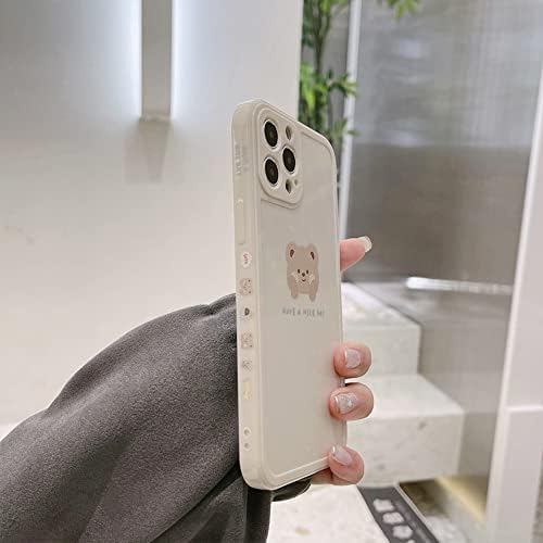 Ownest Uyumlu iPhone 14 Pro Max Durumda Sevimli Boyalı Tasarım Kahverengi Ayı Yanakları ile Kadınlar Kızlar için Moda İnce