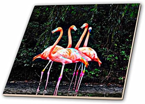 3dRose pembe Flamingolar ışıkla aşılanmış resim Karolarının Görüntüsü (ct-365063-7)