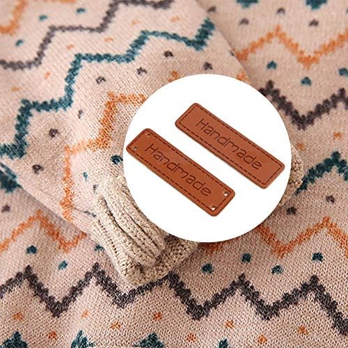 Pu Deri El Yapımı Etiketler Tekstil Deri Dikdörtgen Kabartmalı Etiketleri için Delikli Tığ Konfeksiyon DIY El Sanatları Dikiş