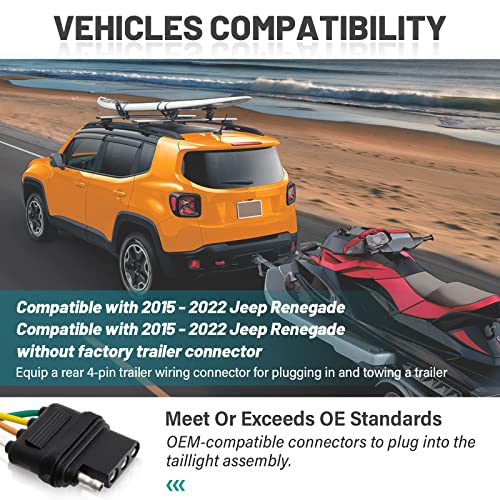 MECMO Çok Çekici 4 Yollu Düz 7 Yollu Bıçak ve 4 Düz Römork Adaptörü ile Özel 4-Pin Römork Kablo Demeti 2015-2022 Jeep Renegade