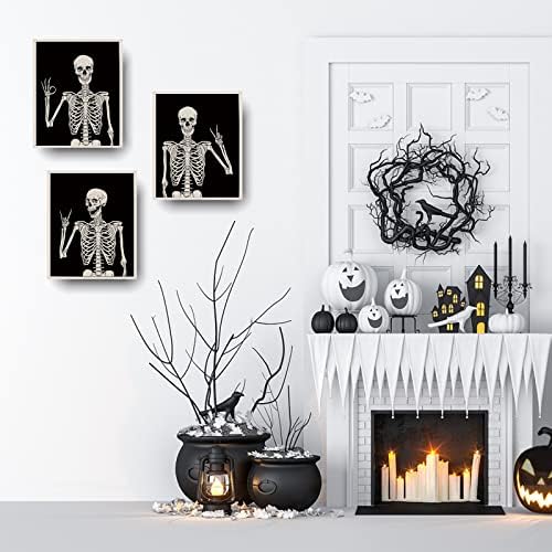 Cadılar bayramı Duvar Dekor İskelet Poster, Komik Goth Ev Duvar Sanatı Baskılar, Gotik Kafatası Garip Resimleri, Witchy Spooky
