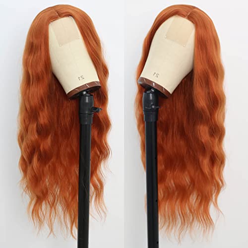 HELENE zencefil peruk dantel ön peruk Turuncu gevşek dalga peruk Turuncu kıvırcık peruk kadınlar için Zencefil uzun dalgalı
