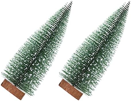 Toyvıan Ev Dekorasyonu 2 adet Minyatür Noel Ağacı Ahşap Tabanlı Küçük Çam Ağacı Minyatür Çam Ağaçları Sisal Ağaçları Minyatür
