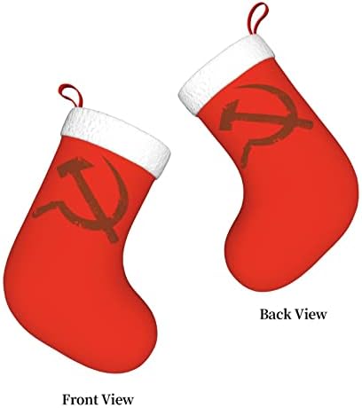 QG ZZX Eski Sovyetler Birliği Bayrağı Noel Çorap Noel Çorap Şömine Asılı Çorap 18 İnç Tatil Dekorasyon