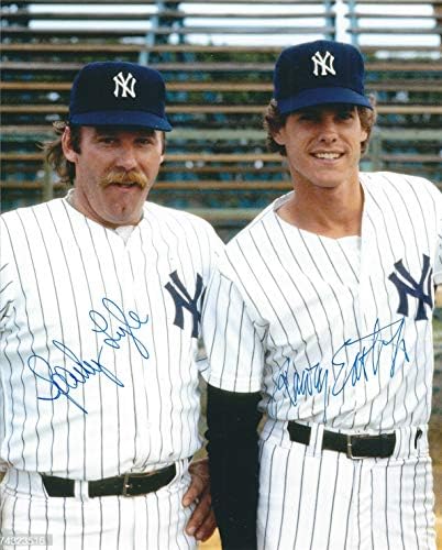 İmzalı Sparky Lyle & Rawley Eastwick 8x10 New York Yankees fotoğrafı
