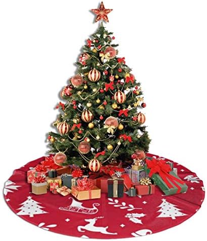 LVeShop Noel Kırmızı Desen Noel Ağacı Etek Lüks Yuvarlak Kapalı dış mekan matı Rustik Noel Ağacı Tatil Süslemeleri（30/36/48