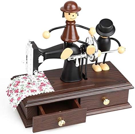 Vintage Mini dikiş makinesi Şekli Müzik Kutusu Mekanik Mücevher Kutuları Doğum Günü masa süsü Süsleme