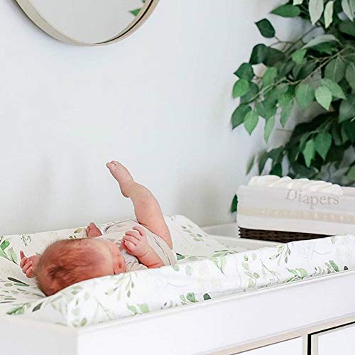 Bebek Yeşil Yaprak Bebek Bezi Değiştirme pedi Kapak Beşik Yatak Çarşafları, Bebek Esnek Kumaş Değiştirme Masa Örtüsü değiştirme