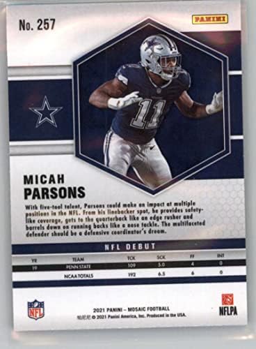 2021 Panini Mozaik 257 Micah Parsons Dallas Cowboys Çaylak İlk Resmi NFL Futbol Ticaret Kartı Ham (NM veya Daha iyi) Durumda